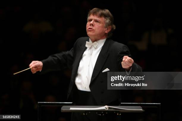 Mariss Jansons conducting the Royal Concertgebouw Orchestra in Shostakovich's "Symphony No.7" at Carnegie Hall on Tuesday night, February 14, 2006.