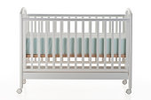 White baby crib on white background