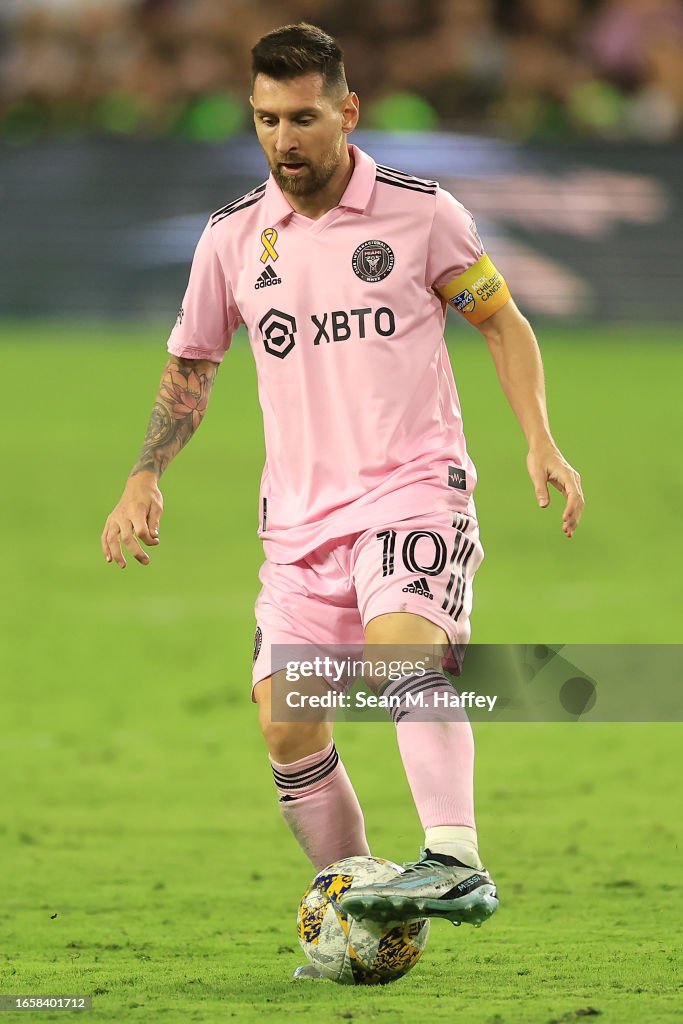 Lionel Messi of Inter Miami CF controls the ball in the second half