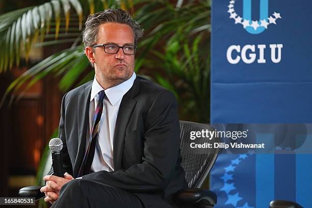 Actor Matthew Perry attends a panel discussion on prescription drug misuse during the Clinton Global Initiative University at Washington University...