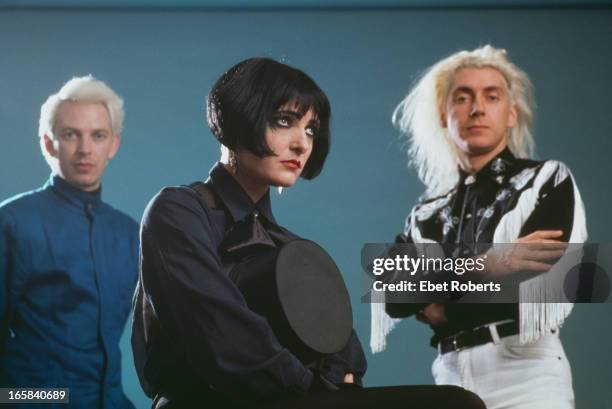 Left to right: bassist Steven Severin, singer Siouxsie Sioux and drummer Budgie, of English rock group Siouxsie and the Banshees, New York City, 28th...