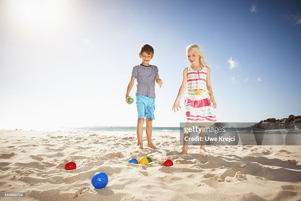 Kids playing on beach