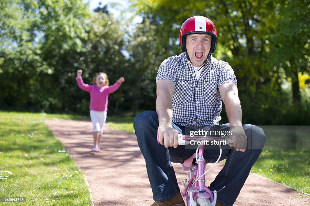 Dad riding solo