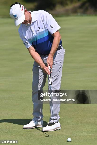 Golfer David Toms putts on the green during the final round of the PGA Tour Champions Ascension Charity Classic on September 10 at Norwood Hills...