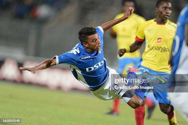 Sameehg Doutie during the CAF Confedaration Cup match between SuperSport United and Petro de Luanda at Lucas Moripe Stadium on April 06, 2013 in...