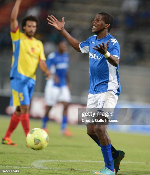 Sibusiso Zuma of SuperSport during the CAF Confedaration Cup match between SuperSport United and Petro de Luanda at Lucas Moripe Stadium on April 06,...