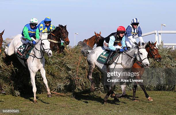 Quel Esprit ridden by Paul Townend clears The Chair ahead of eventual winner Ryan Mania riding Auroras Encore and Swing Bill ridden by Conor...