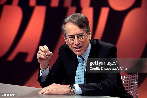 Former Italy's Minister of Foreign Affairs Giulio Terzi during filming for the 'In Onda' Italian TV Show on April 6, 2013 in Rome, Italy. Terzi...