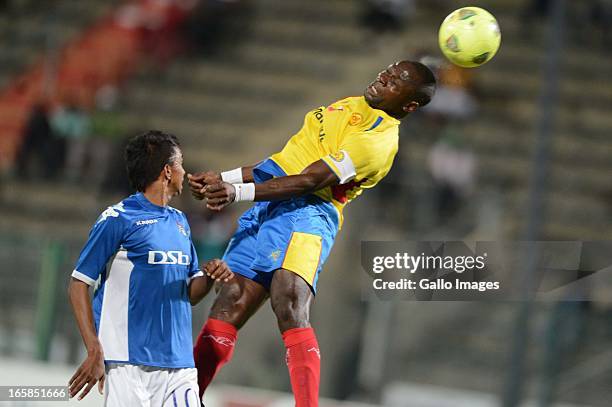 Bau of Petro de Luanda and Sameehg Doutie of SuperSport during the CAF Confedaration Cup match between SuperSport United and Petro de Luanda at Lucas...