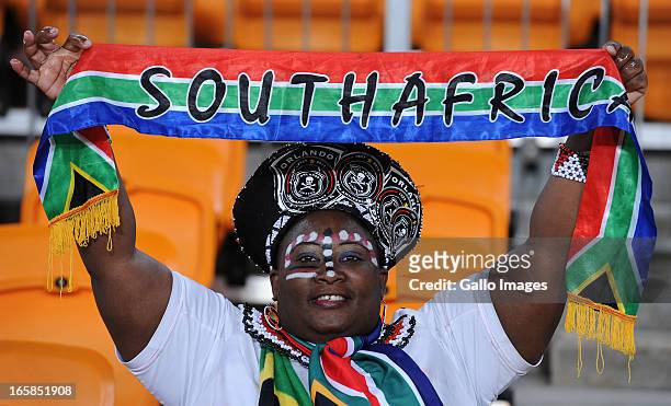 Orlando Pirates supporter during the CAF Confedaration Cup match between Orlando Pirates and Zanaco at FNB Stadium on April 06, 2013 in Johannesburg,...