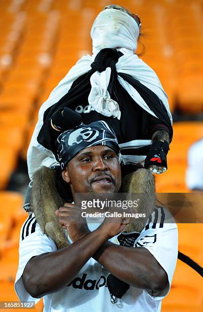 Orlando Pirates supporter during the CAF Confedaration Cup match between Orlando Pirates and Zanaco at FNB Stadium on April 06, 2013 in Johannesburg,...