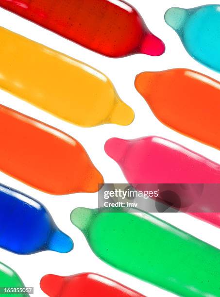 color condoms - erectie stockfoto's en -beelden