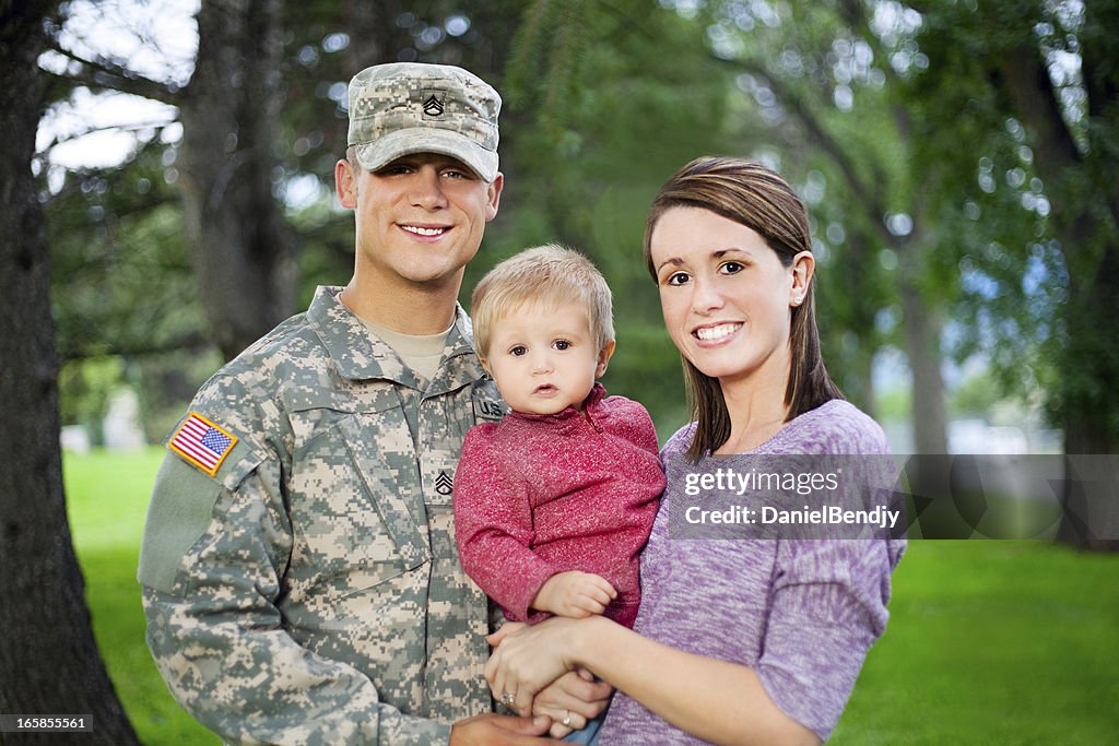 Army Family Series: Real American Soldier With Wife & Son
