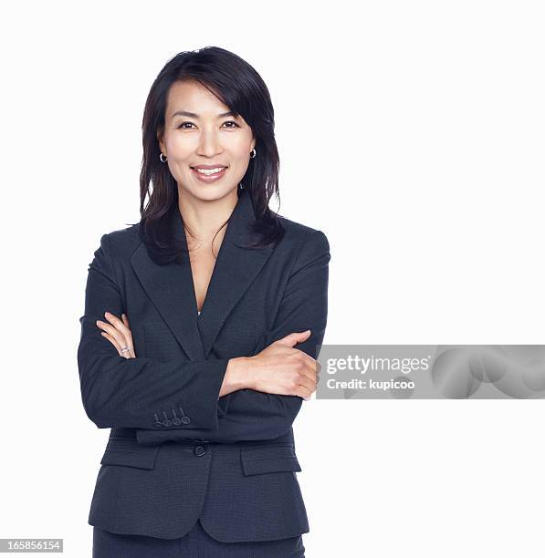 business woman with arms crossed - businesswoman isolated stock pictures, royalty-free photos & images