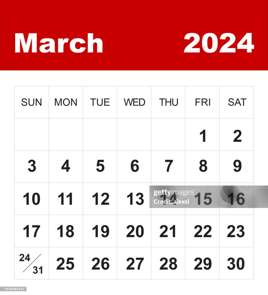 March 2024 Calendar High-Res Vector Graphic - Getty Images