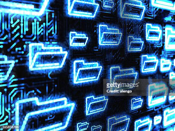 blue digital folder background - storage room stock pictures, royalty-free photos & images