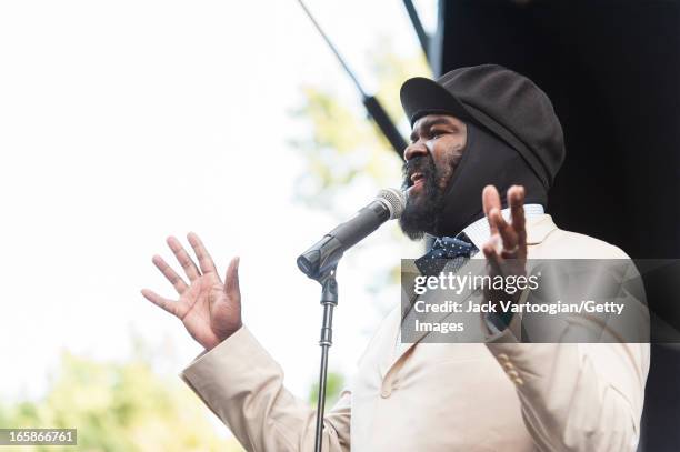 American jazz vocalist Gregory Porter leads his quintet at the 20th Annual Charlie Parker Jazz Festival presented by City Parks Foundation in...