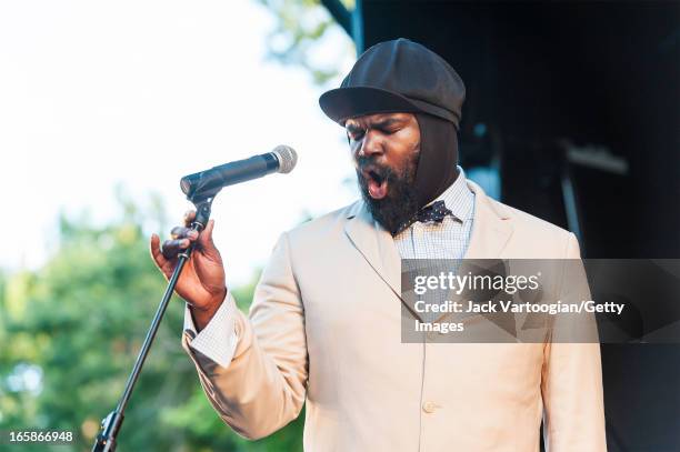 American jazz vocalist Gregory Porter leads his quintet at the 20th Annual Charlie Parker Jazz Festival presented by City Parks Foundation in...