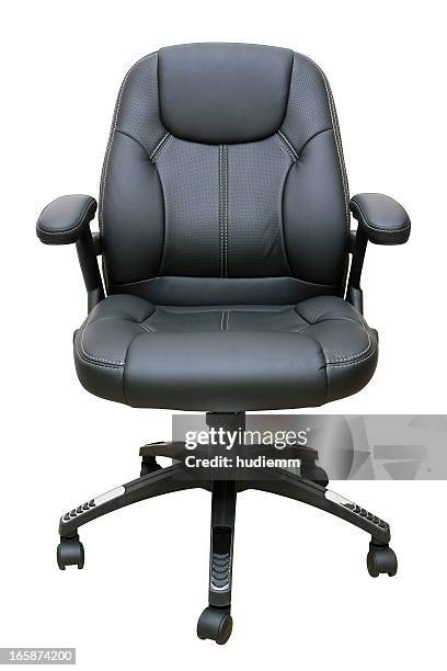executive leather chair (clipping path!) isolated on white background - leather office chair stock pictures, royalty-free photos & images