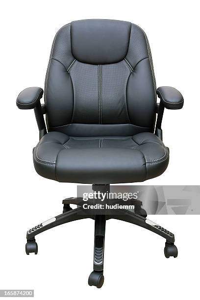 executive leather chair (clipping path!) isolated on white background - office chair stock pictures, royalty-free photos & images