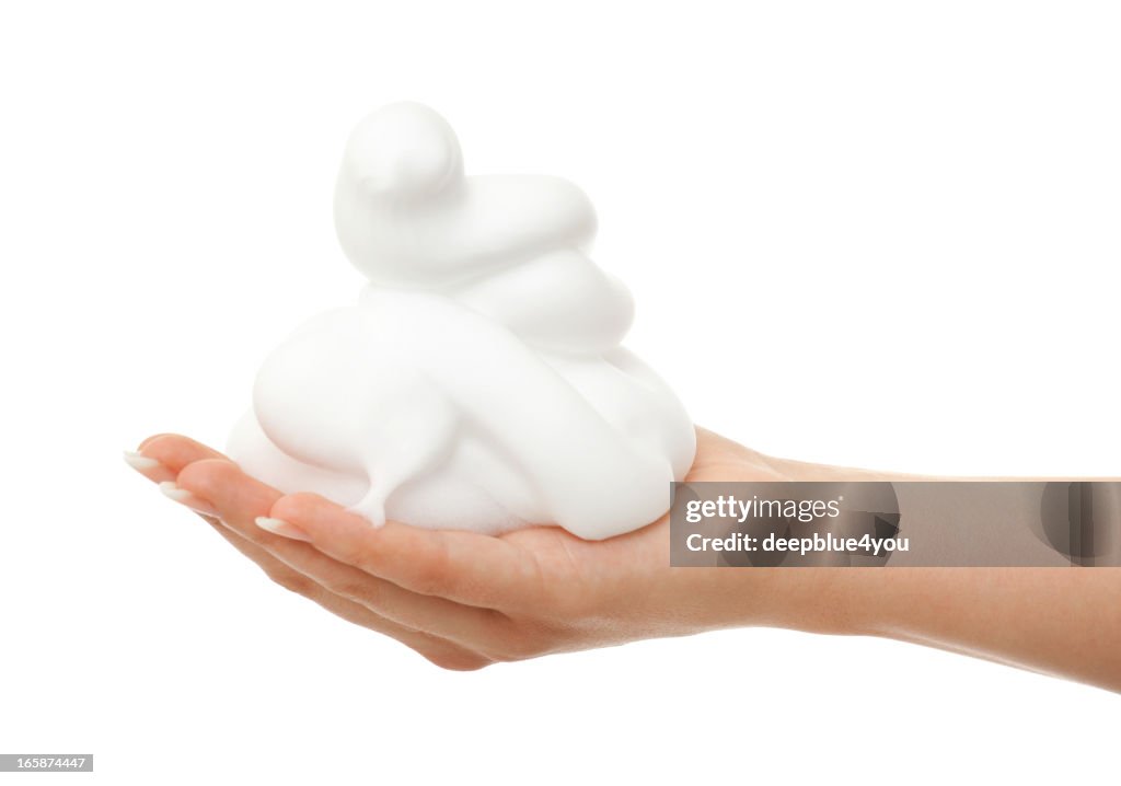 Soap on female hand