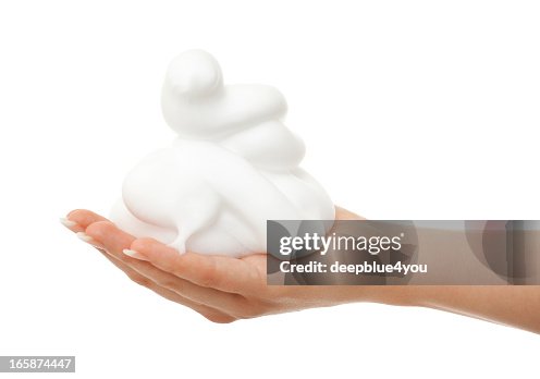 Soap on female hand Soap on female hand