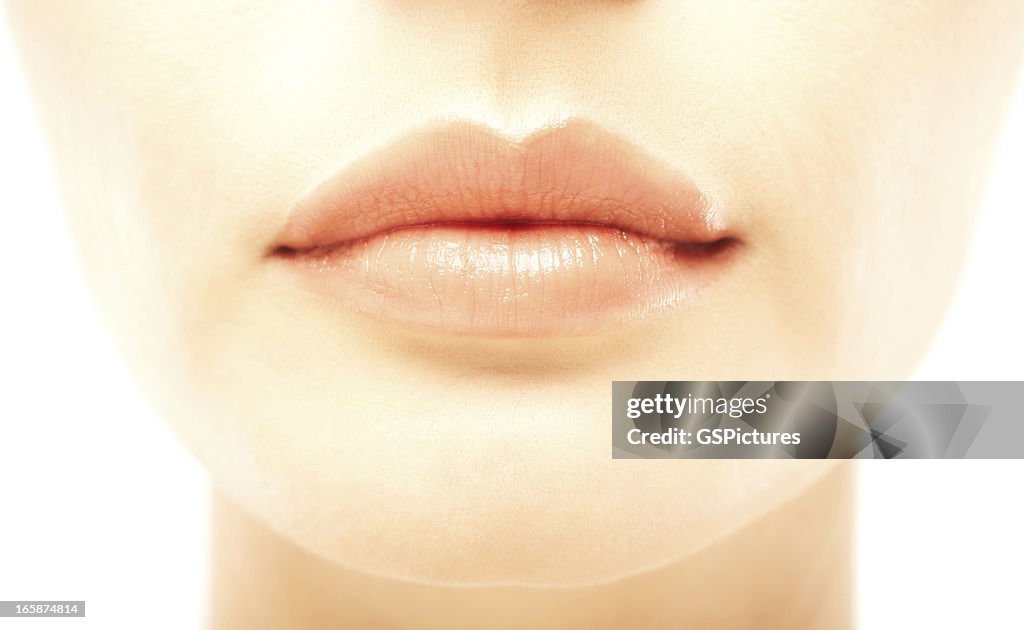Closeup of a beautiful woman's full lips