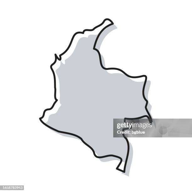 colombia map hand drawn on white background - trendy design - bogota stock illustrations