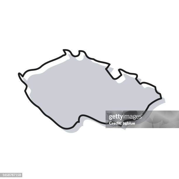 czech republic map hand drawn on white background - trendy design - prague stock illustrations
