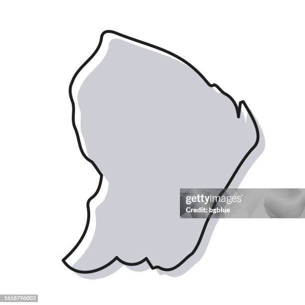 french guiana map hand drawn on white background - trendy design - french guiana stock illustrations