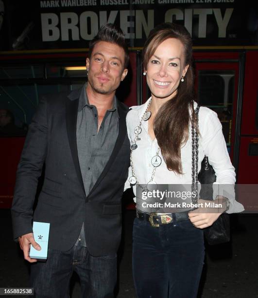 Duncan James and Tara Palmer-Tomkinson dine at Buddha Bar on April 6, 2013 in London, England.