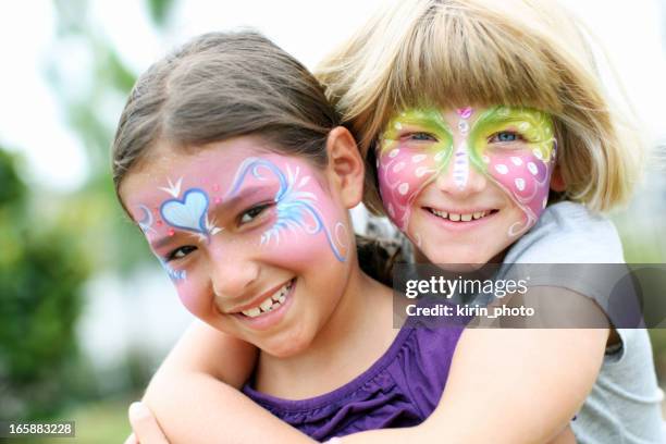 face paited kids - face painting stock pictures, royalty-free photos & images