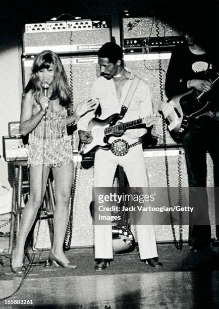 Married American musician Ike and Tina Turner perform onstage at Carnegie Hall, New York, New York, April 1, 1971.
