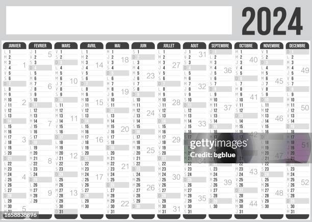 french calendar 2024 - orthographic symbol stock illustrations