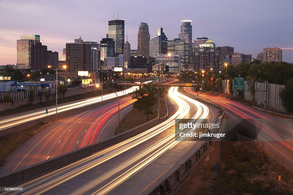Minneapolis, Minnesota twilight cityscape.