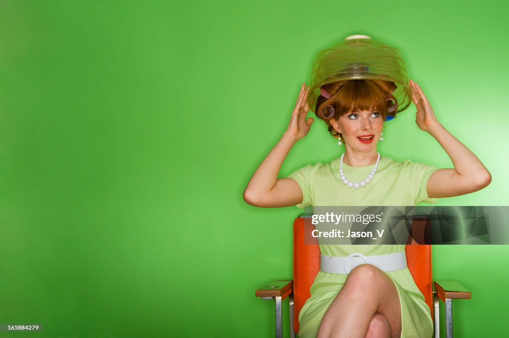 Retro woman at the Hairdresser