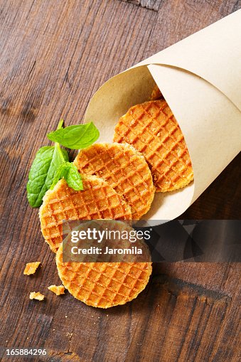 Cornet of butter waffles Cornet of butter waffles