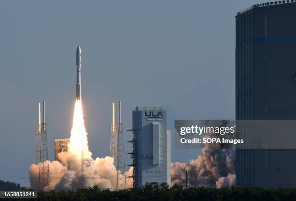 The United Launch Alliance Atlas 5 rocket carrying a classified payload known as SILENTBARKER launches from pad 41 at Cape Canaveral Space Force...