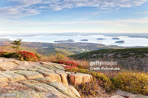 frenchman bay from cadillac mountain, acadia national park - maine stock pictures, royalty-free photos & images