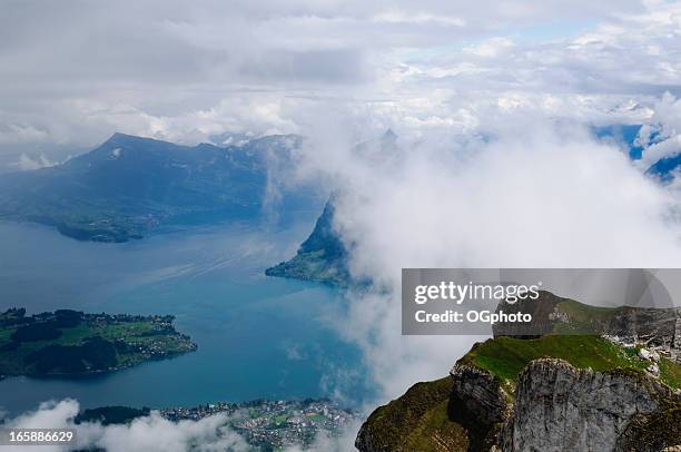 view from mt. pilatus, switzerland - lake lucerne stock pictures, royalty-free photos & images