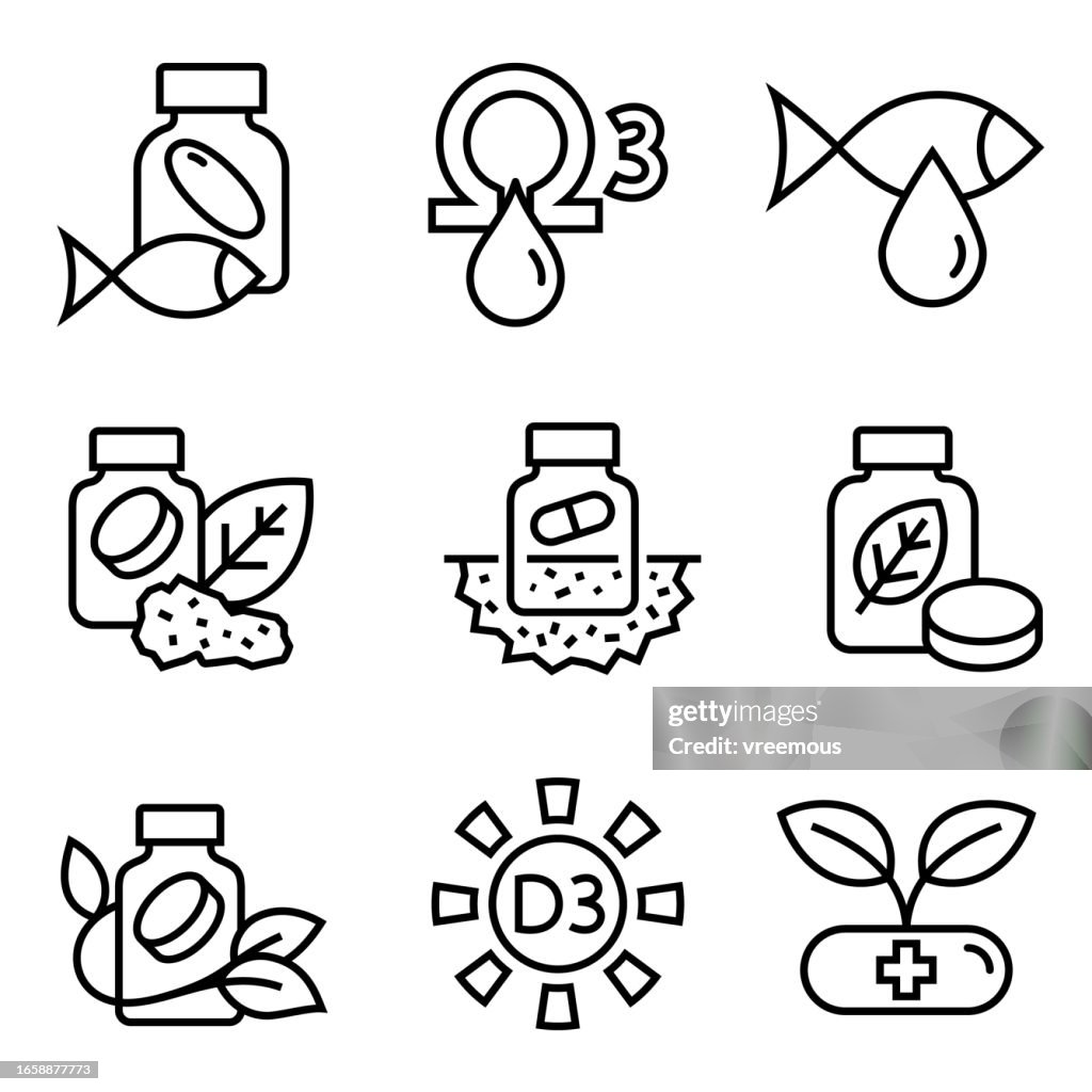 Vitamins and Nutritional Supplements Icons