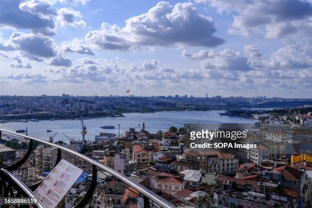 The Golden Horn view is seen from the Galata tower. Galata Tower is an old Genoese watchtower at the highest point of the lost Walls of Galata. Now,...