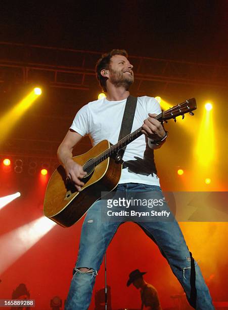 Musician Dierks Bentley perform during the 48th Annual Academy Of Country Music Awards Party for a Cause Festival at the Orleans Arena on April 6,...