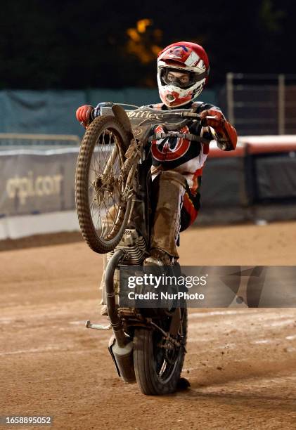 Freddy Hodder of Belle Vue 'Cool Running' Colts during the National Development League match between Belle Vue Aces and Leicester Lions at the...