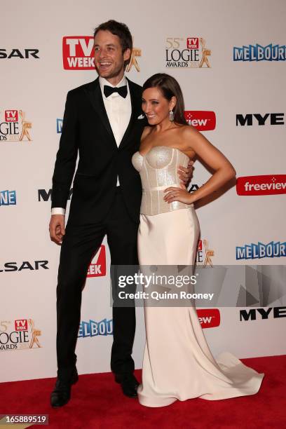 Hamish Blake and his wife Zoe Foster arrive at the 2013 Logie Awards at the Crown Palladium on April 7, 2013 in Melbourne, Australia.