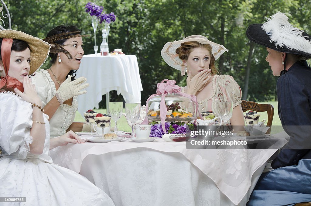 Young victorian woman gossiping