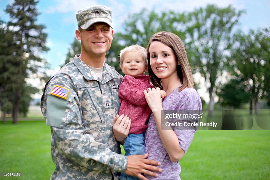 Army Family Series: Real American Soldier With Wife & Son