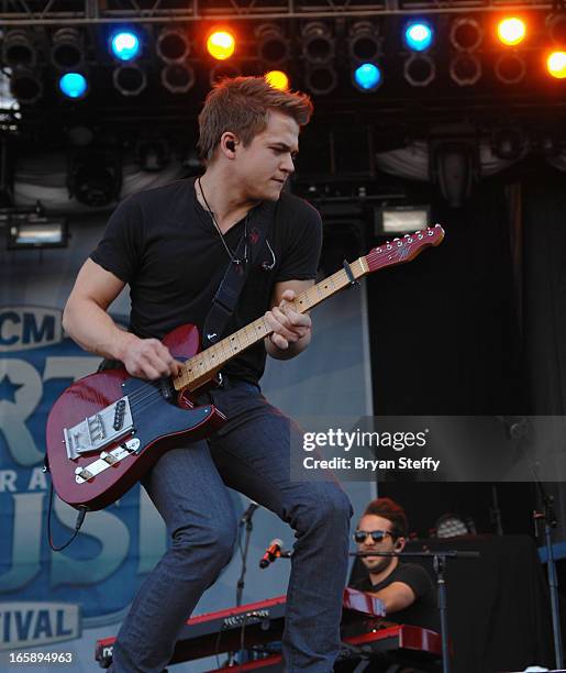 Musician Hunter Hayes performs during the 48th Annual Academy Of Country Music Awards Party for a Cause Festival at the Orleans Arena on April 6,...