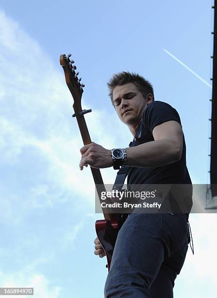 Musician Hunter Hayes performs during the 48th Annual Academy Of Country Music Awards Party for a Cause Festival at the Orleans Arena on April 6,...