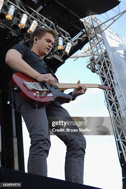 Musician Hunter Hayes performs during the 48th Annual Academy Of Country Music Awards Party for a Cause Festival at the Orleans Arena on April 6,...